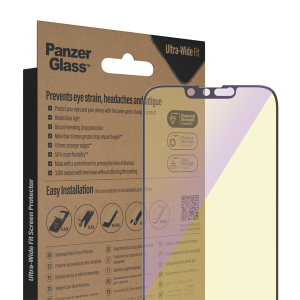 PanzerGlass Ultra-Wide Fit, Anti-Bluelight, iPhone 14/13, 13 Pro - Screen Glass