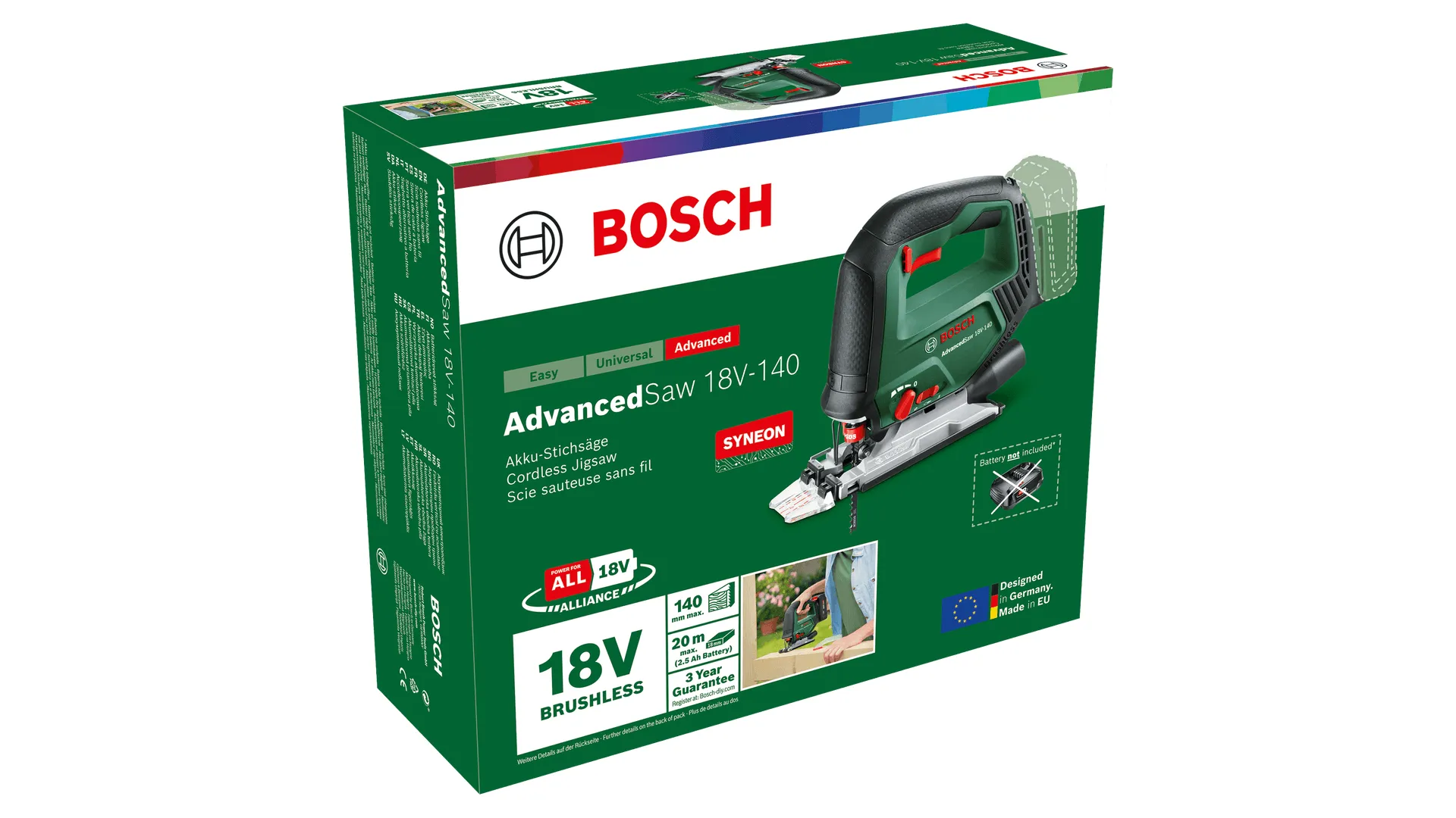 Bosch 18V-140 Cordless Jigsaw, includes 2.0Ah battery and charger