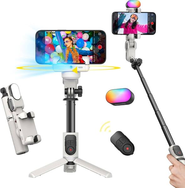 AOCHUAN M1 Pro - 4-in-1 gimbal, selfie stick, tripod, and AI tracking mount, White