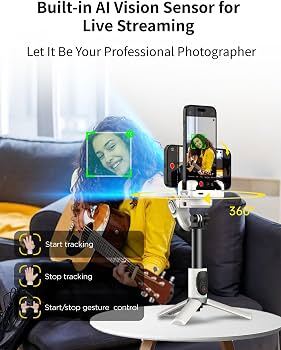 AOCHUAN M1 Pro - 4-in-1 gimbal, selfie stick, tripod, and AI tracking mount, White