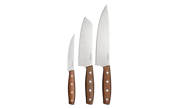 Fiskars Folken 3-Piece Knife Set, German Stainless Steel and FSC-Certified Maple Wood