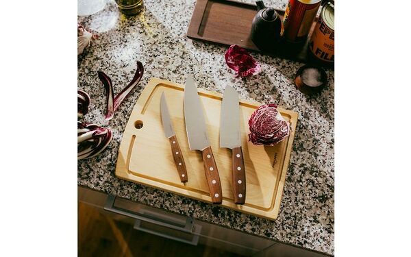 Fiskars Folken 3-Piece Knife Set, German Stainless Steel and FSC-Certified Maple Wood