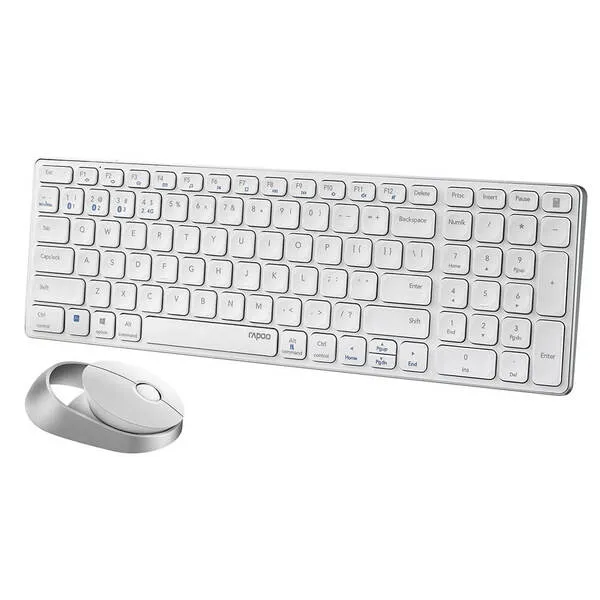 RAPOO Näppäimistö/Hiiri Setti 9750M Multi-Mode Langaton Valkoinen