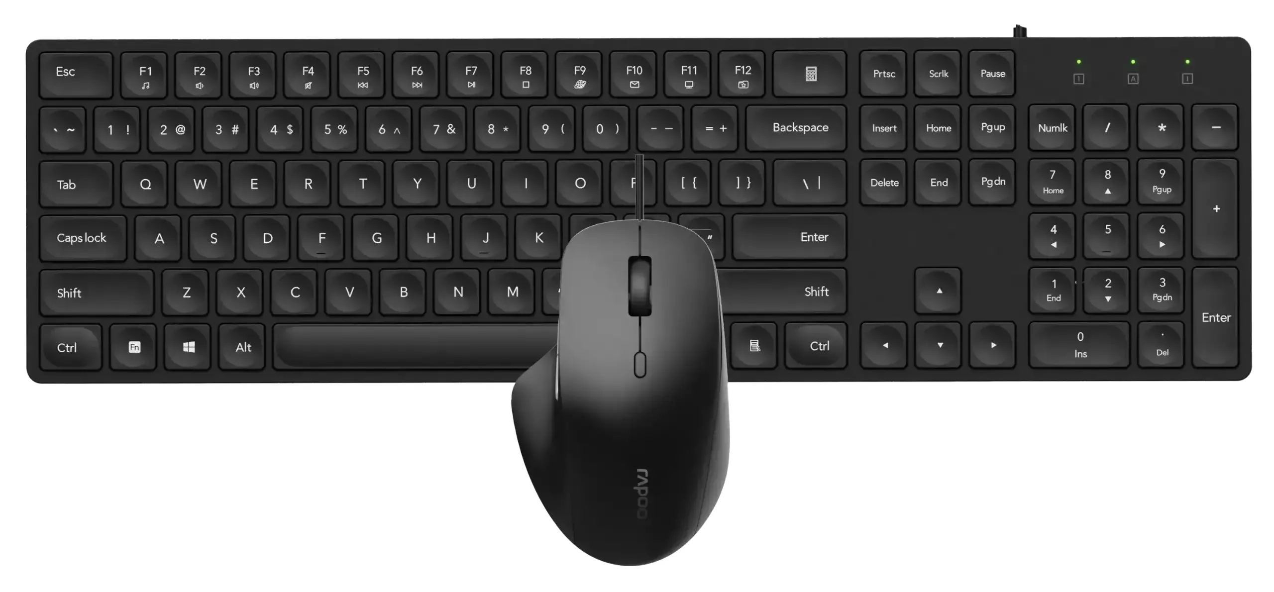 Rapoo NX8020 -n&auml;pp&auml;imist&ouml; ja hiiri, Scissor, musta