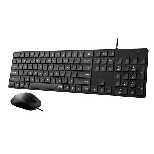 Rapoo NX8020 Keyboard and Mouse, Scissor, Black
