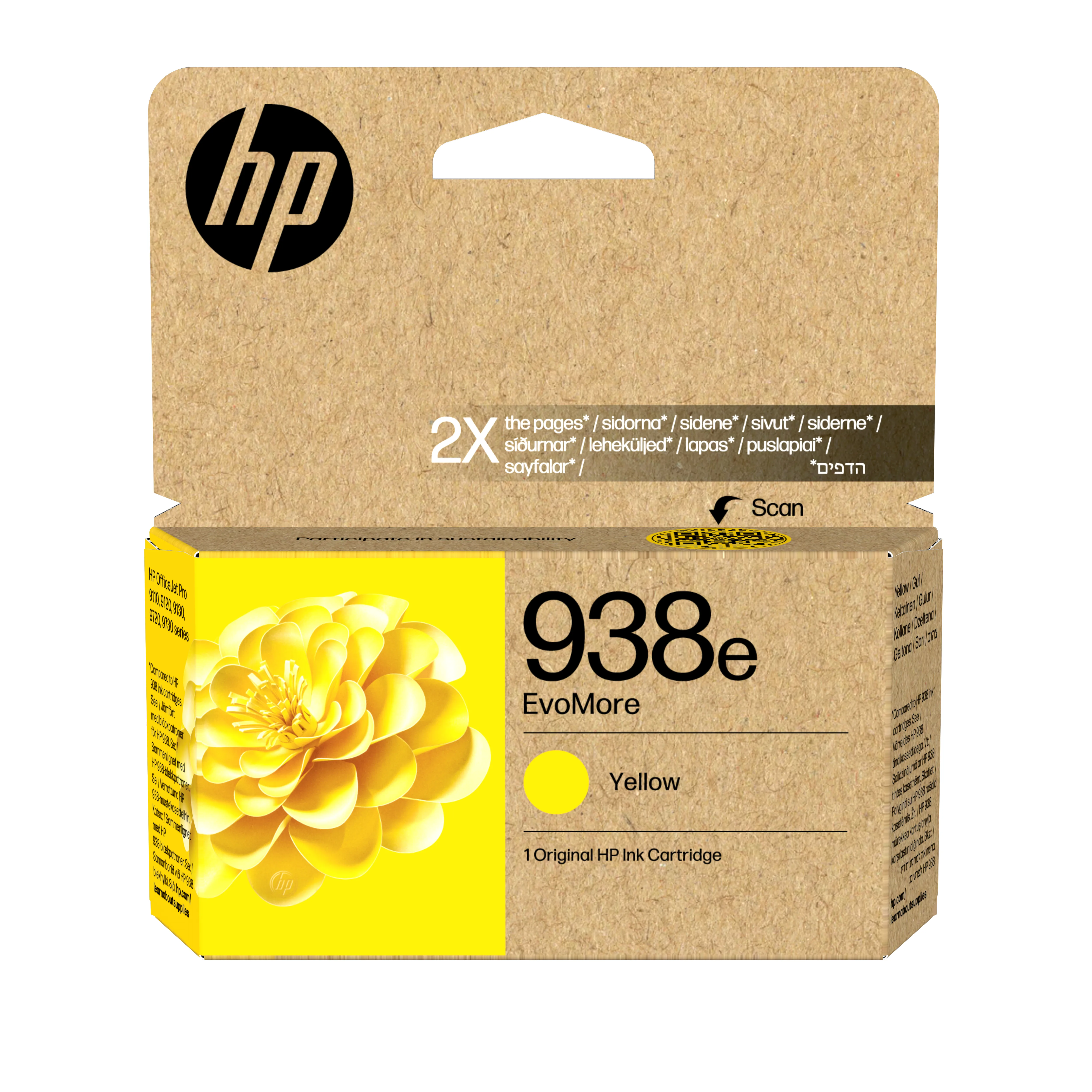 HP 938e EvoMore XL -mustekasetti, keltainen