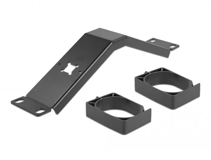 Delock 10? Cable Management Routing Panel with 2 hooks angled 1U black