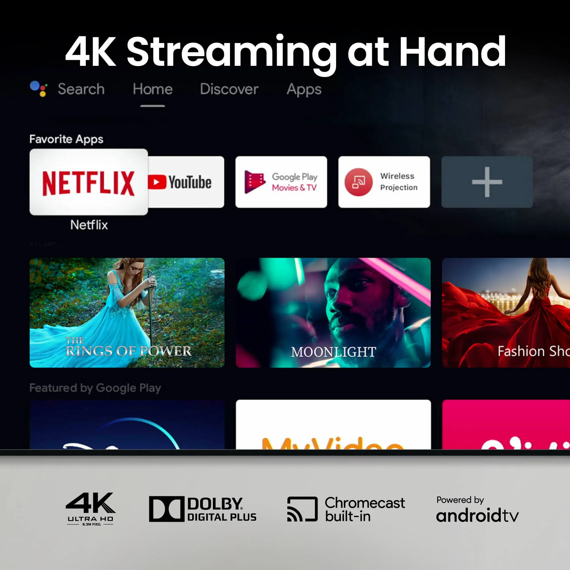 BenQ V5010i Ultra Short Throw Android TV DLP 4K UHD 2500 ANSI lm Laser Projector, Black