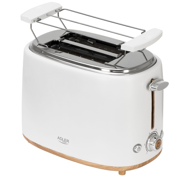 Adler AD 3225 2-Slice Toaster with Bun Warmer, 900 W, White