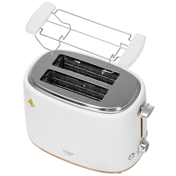 Adler AD 3225 2-Slice Toaster with Bun Warmer, 900 W, White