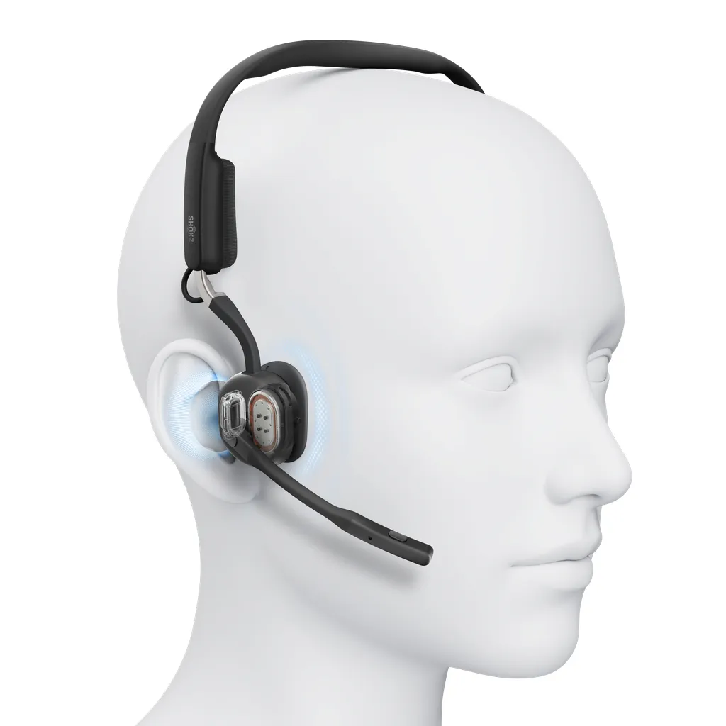 Shokz OpenMeet UC -langaton kuulokemikrofoni + USB-C-sovitin, musta