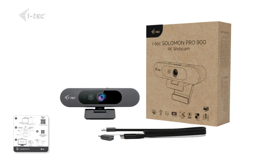 I-TEC SOLOMON Pro 900 4K UHD, automaattitarkennus, HDR, sis&auml;&auml;nrakennettu mikrofoni -webkamera, musta