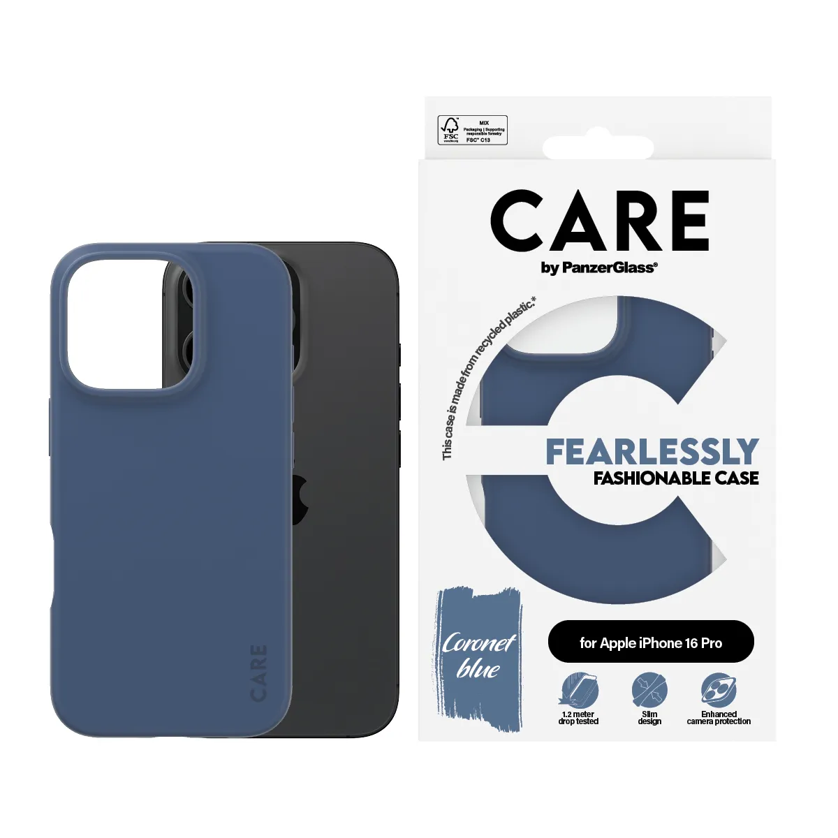 Care by PanzerGlass iPhone 16 Pro Fashionable skal, Bl&aring;