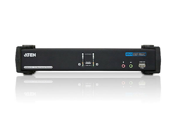 ATEN KVM-switch, 1 konsol styr 2 datorer,DVI DL/USB, 2xUSB-portar, 7.1