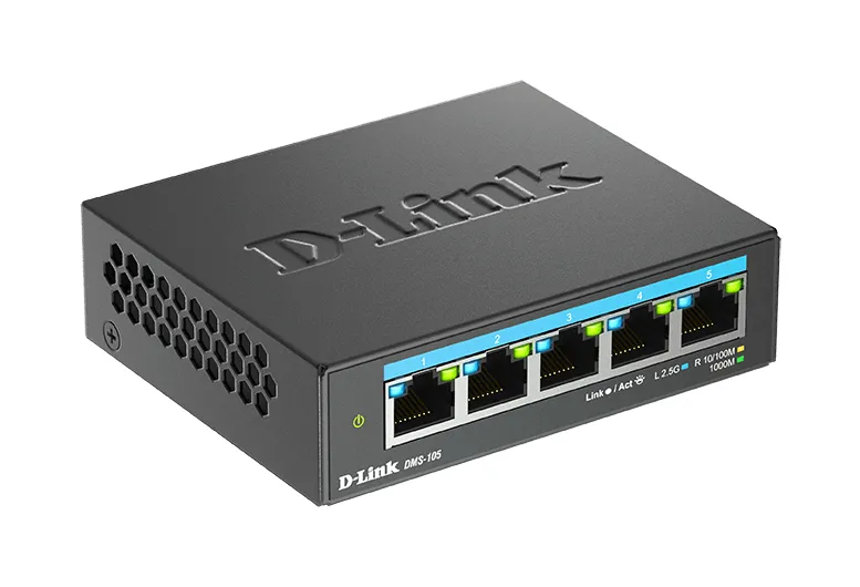 D-Link DMS-105/E - Unmanaged 5-Port Multi-Gigabit Switch, Black