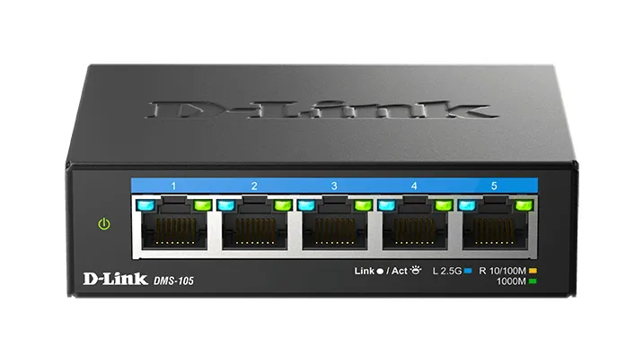D-Link DMS-105/E - Unmanaged 5-Port Multi-Gigabit Switch, Black