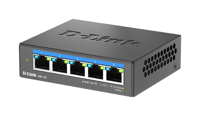 D-Link DMS-105/E - Unmanaged 5-Port Multi-Gigabit Switch, Black