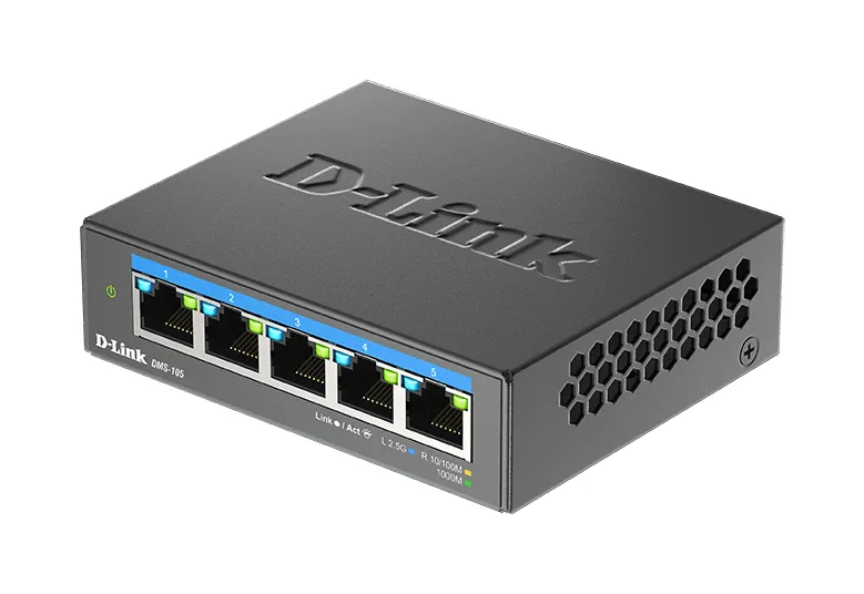 D-Link DMS-105/E - Unmanaged 5-Port Multi-Gigabit Switch, Black