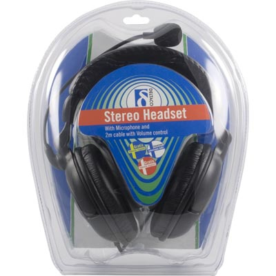 Deltaco HL-9 -headset with mic, black