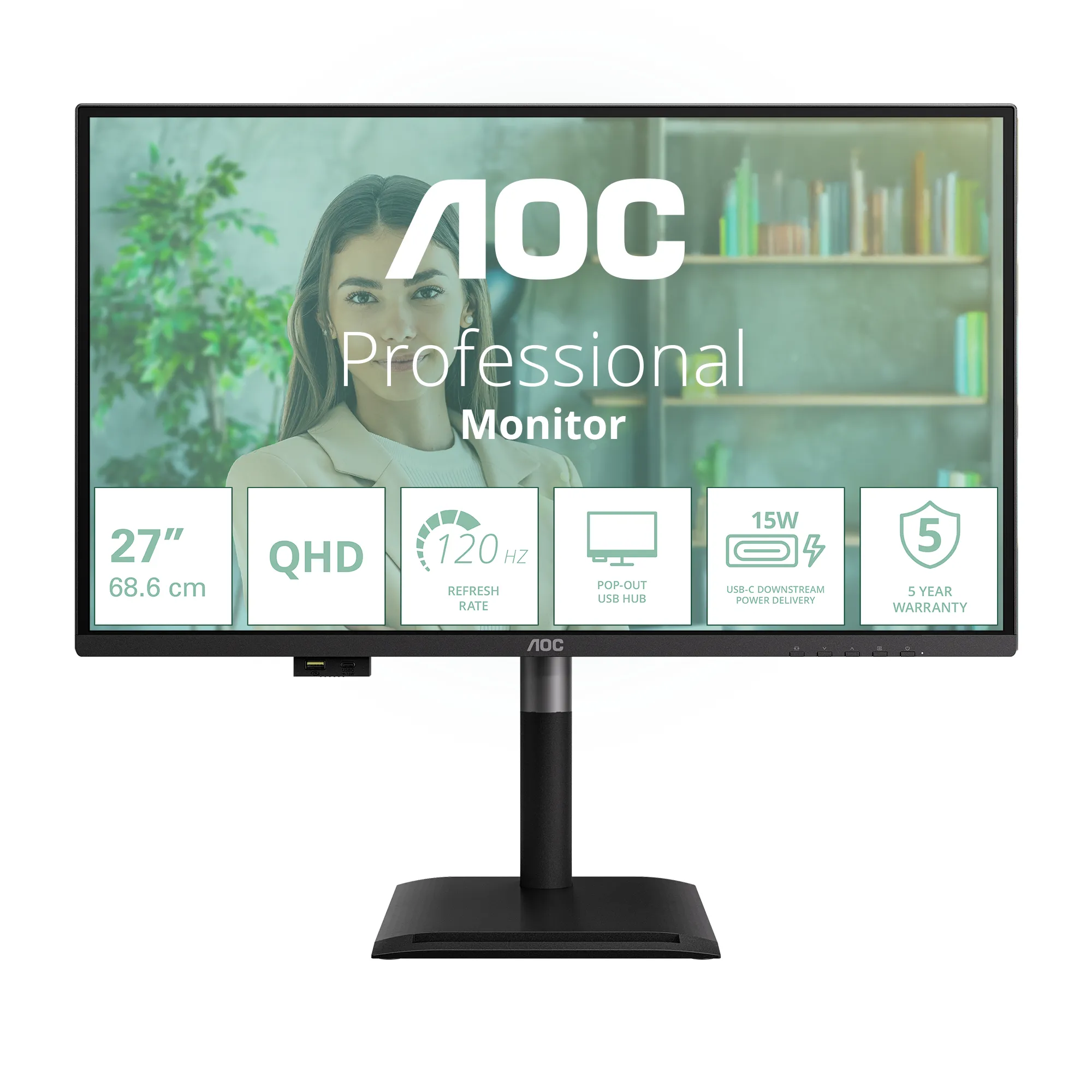 AOC Q27P4U 27" QHD, IPS Monitor with USB hub and 120 Hz