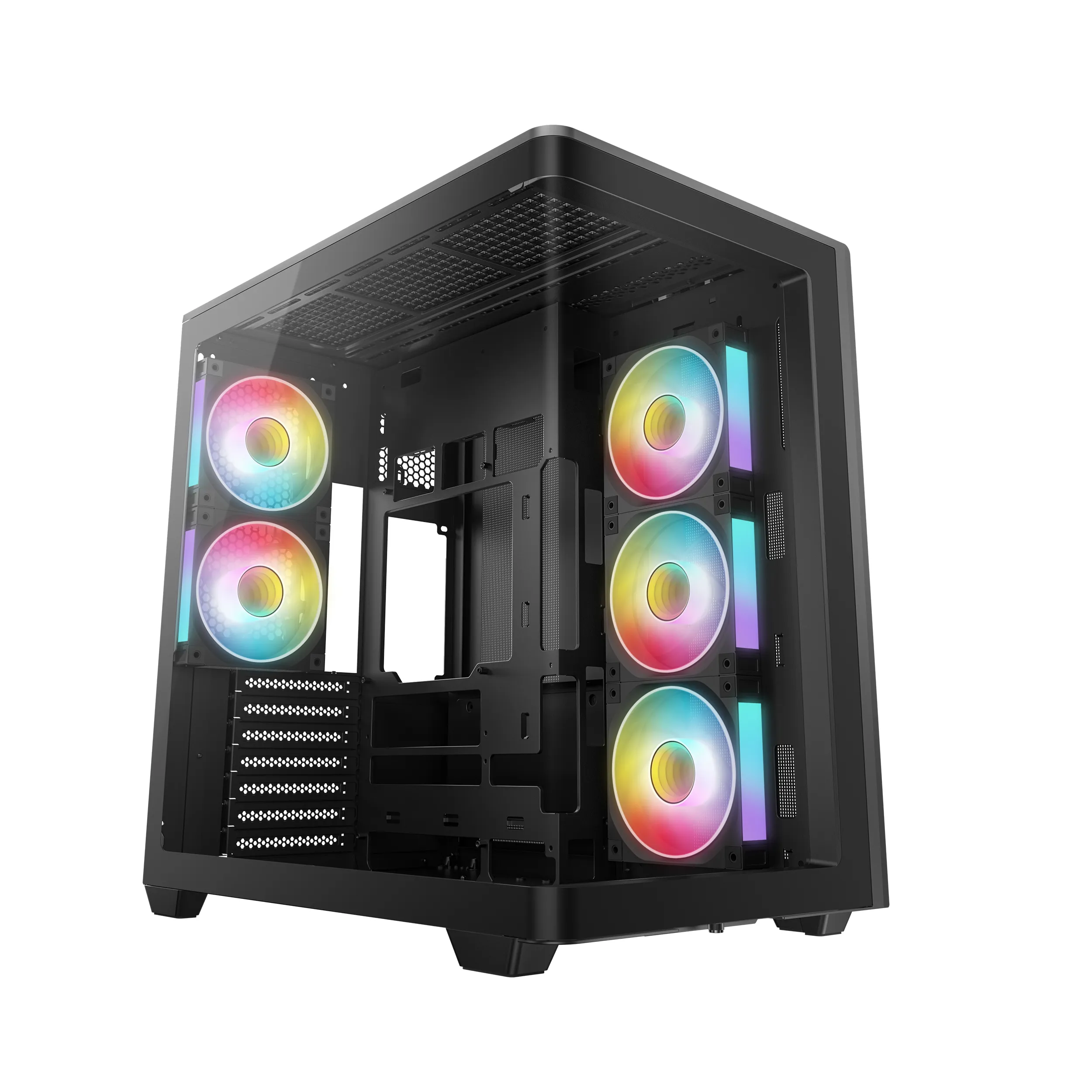 DeepCool CG590U 5F -miditornikotelo RGB-valaistuksella, musta
