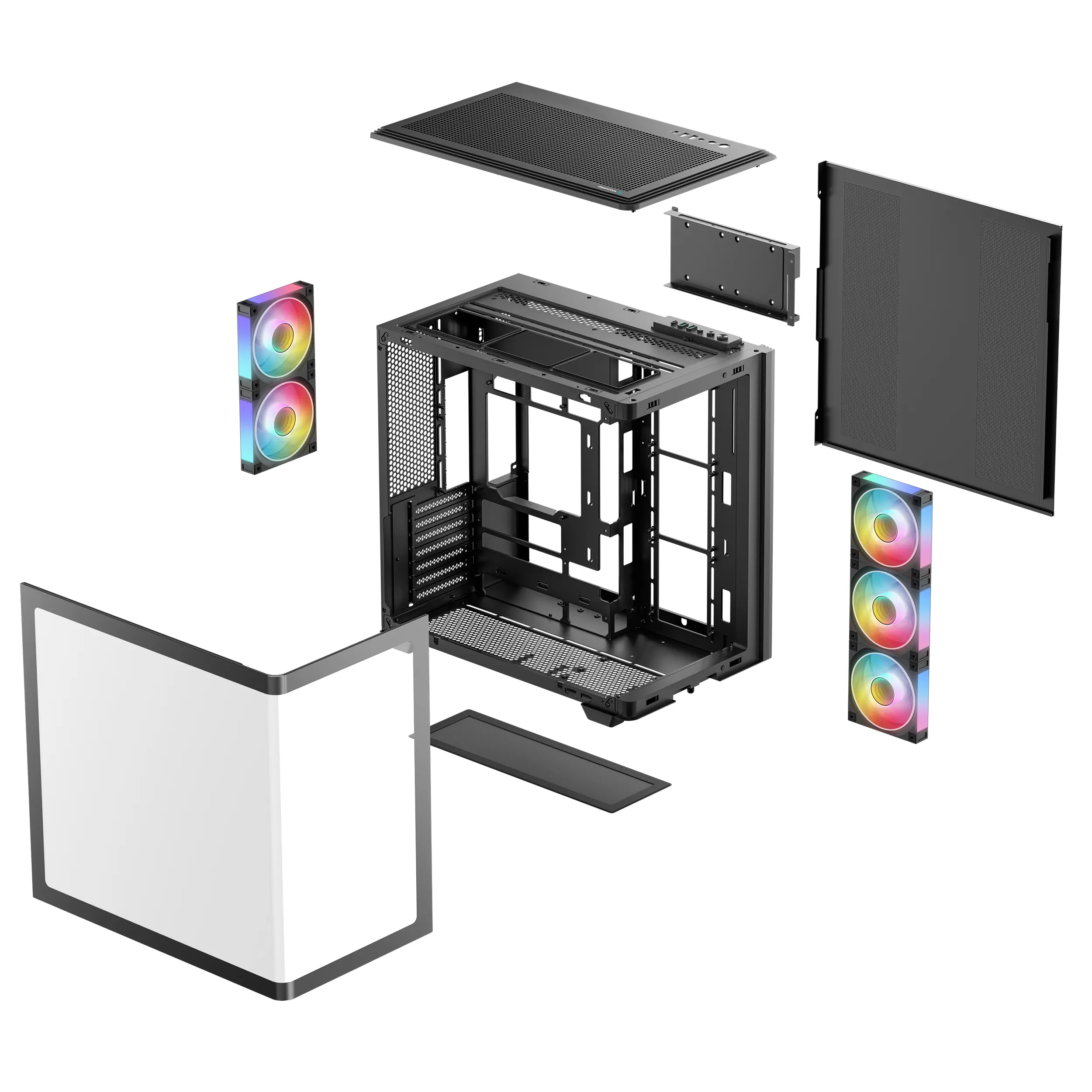 DeepCool CG590U 5F -miditornikotelo RGB-valaistuksella, musta