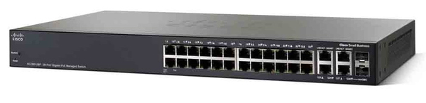 Cisco Small Business SG350-28MP - Kytkin - L3 - Hallinnoitu - 24 x 10/100/1000 (PoE+) + 2 x Gigabit SFP + 2 x combo Gigabit SFP - r&auml;kkiin asennettava - PoE+