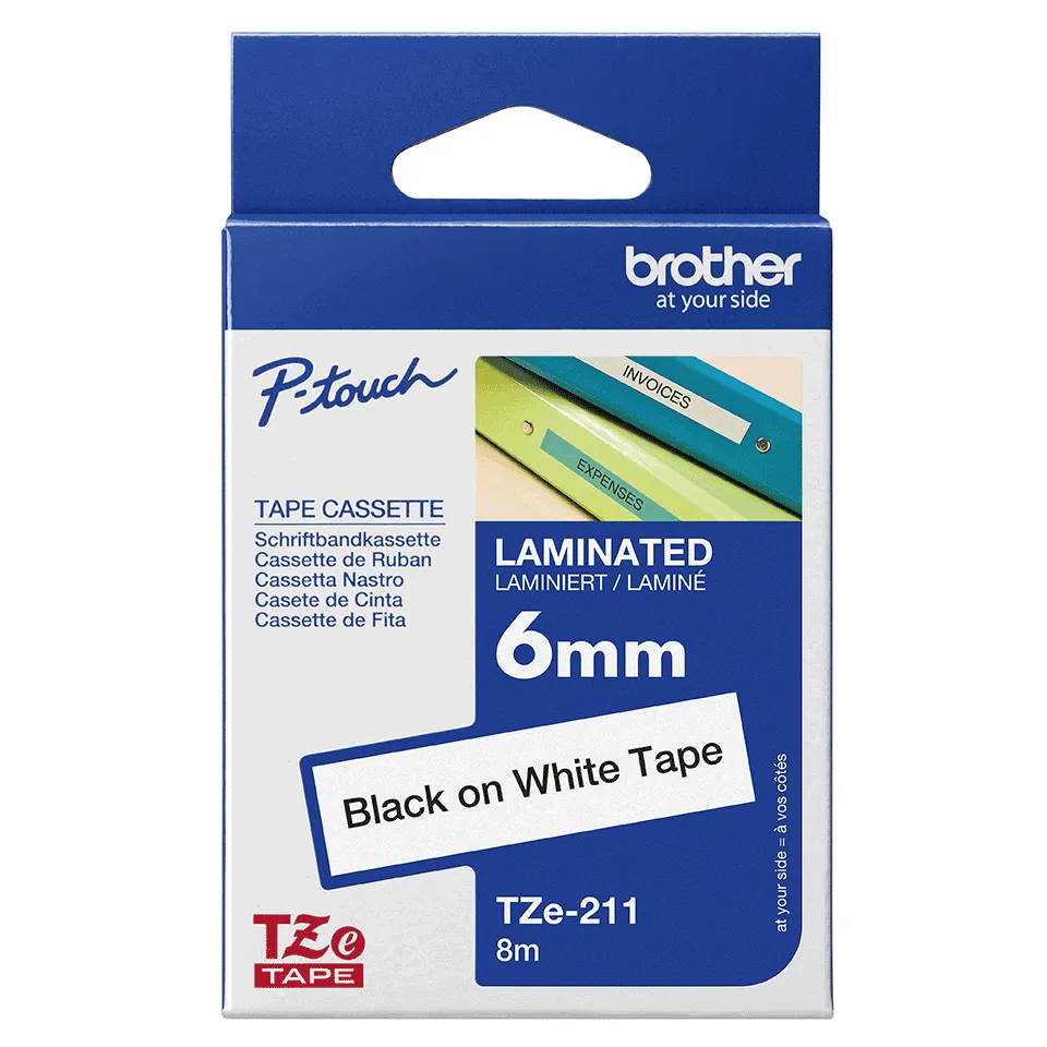 BROTHER TZE211 6 BLACK ON WHITE