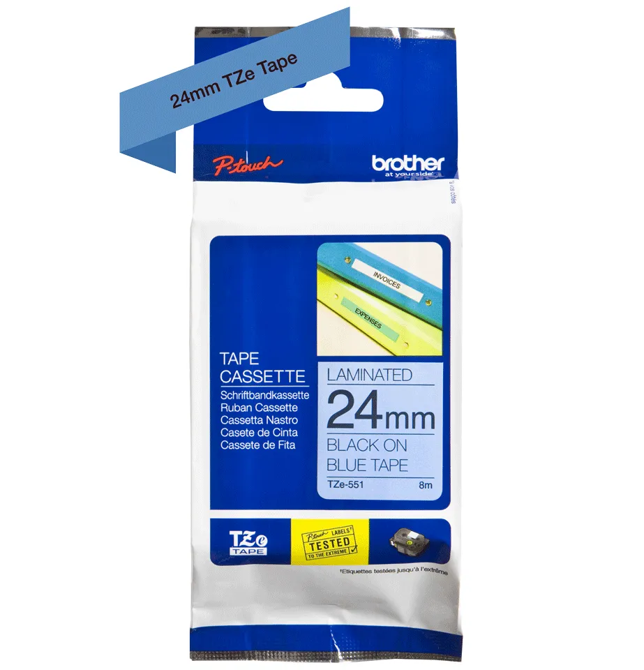 BROTHER TZ551 24 BLACK ON BLUE