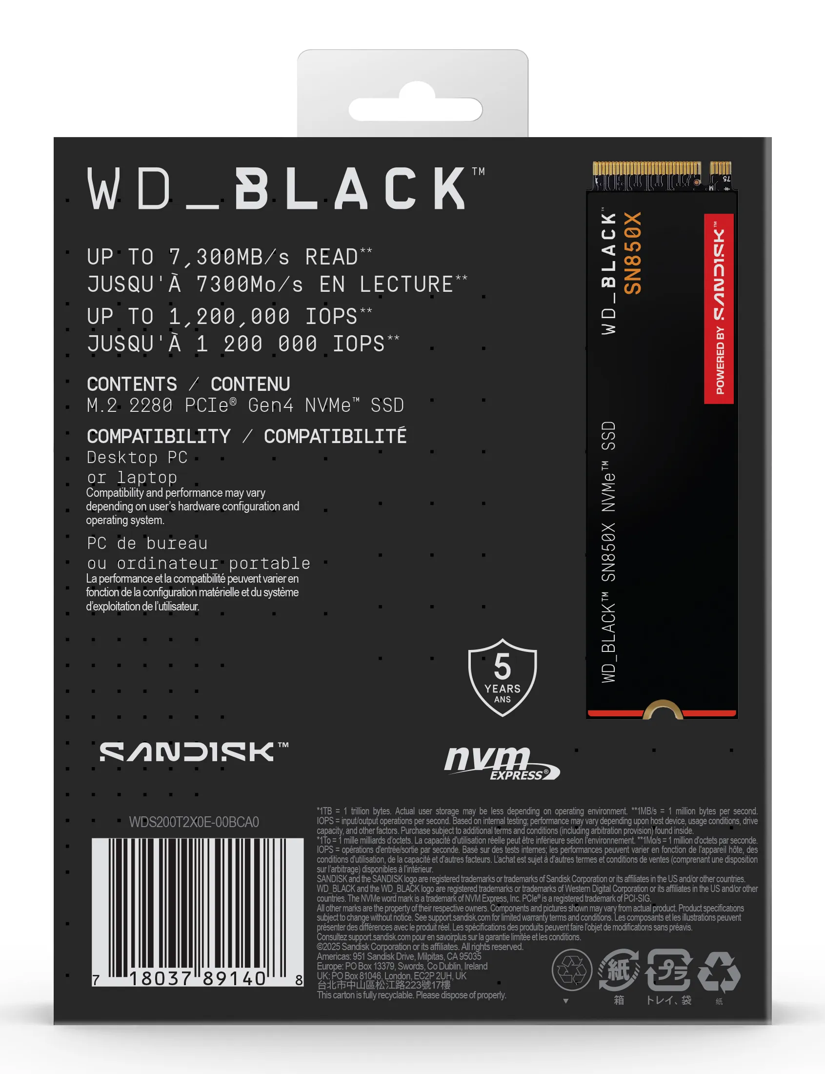 WD Black SN850X 2TB M.2 NVMe SSD