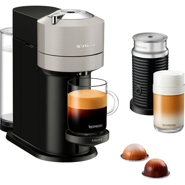 Krups Nespresso Vertuo Next &amp; Aeroccino -kapselikeitin, musta