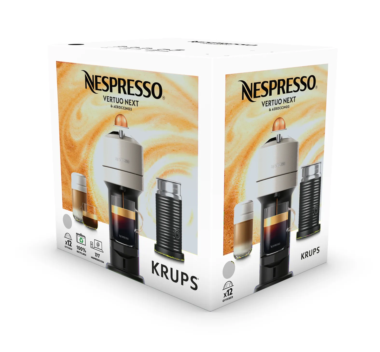 Krups Nespresso Vertuo Next & Aeroccino - capsule coffee maker, black