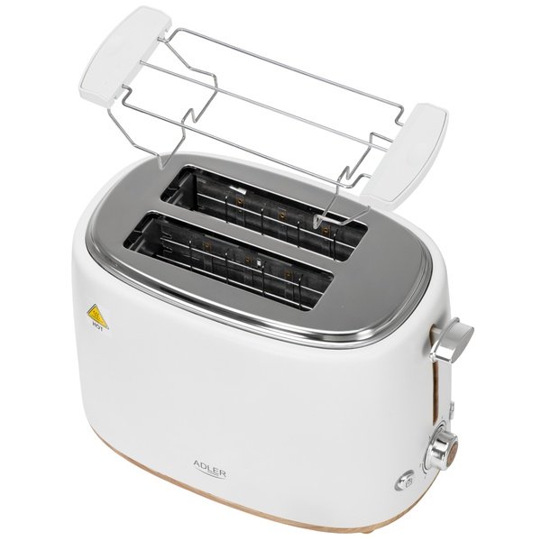 Adler AD 3225 2-Slice Toaster with Bun Warmer, 900 W, White