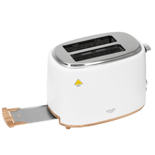 Adler AD 3225 2-Slice Toaster with Bun Warmer, 900 W, White