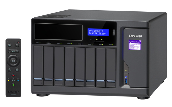 QNAP TVS-882BRT3-ODD-i5-16G 8-bay NAS 1 xBlu-ray optical drive bundlled 4 x Thunderbolt3 por TS Core i5-7500 3.4 GHz 16GB RAM 4-LAN
