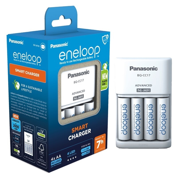 Panasonic Eneloop akkulaturi + 4 x AA-akku 1900 mAh