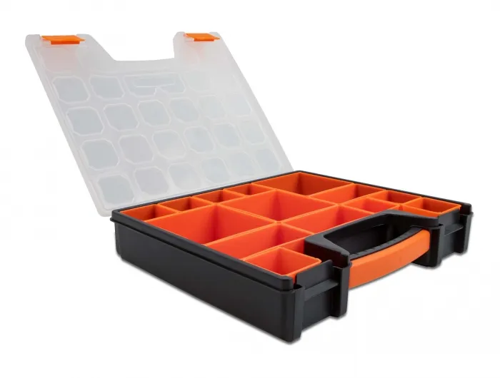Delock Sorting box with 14 compartments 312 x 272 x 60 mm orange / bla