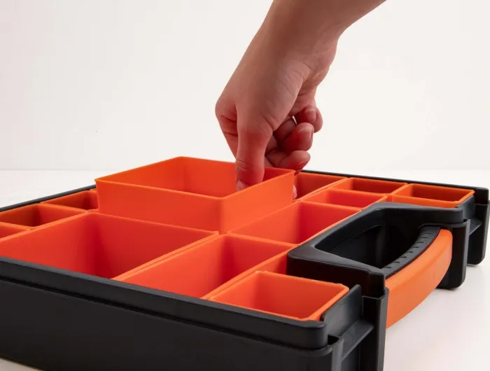 Delock Sorting box with 14 compartments 312 x 272 x 60 mm orange / bla