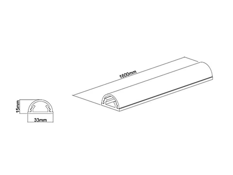 M Universal Cable Cover Aluminum 33mm W - 1600mm L
