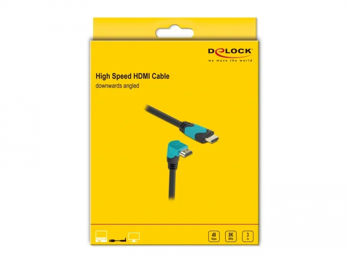 De-Lock  HDMI – HDMI 2.1 - cable, 3 m, Black, Blue