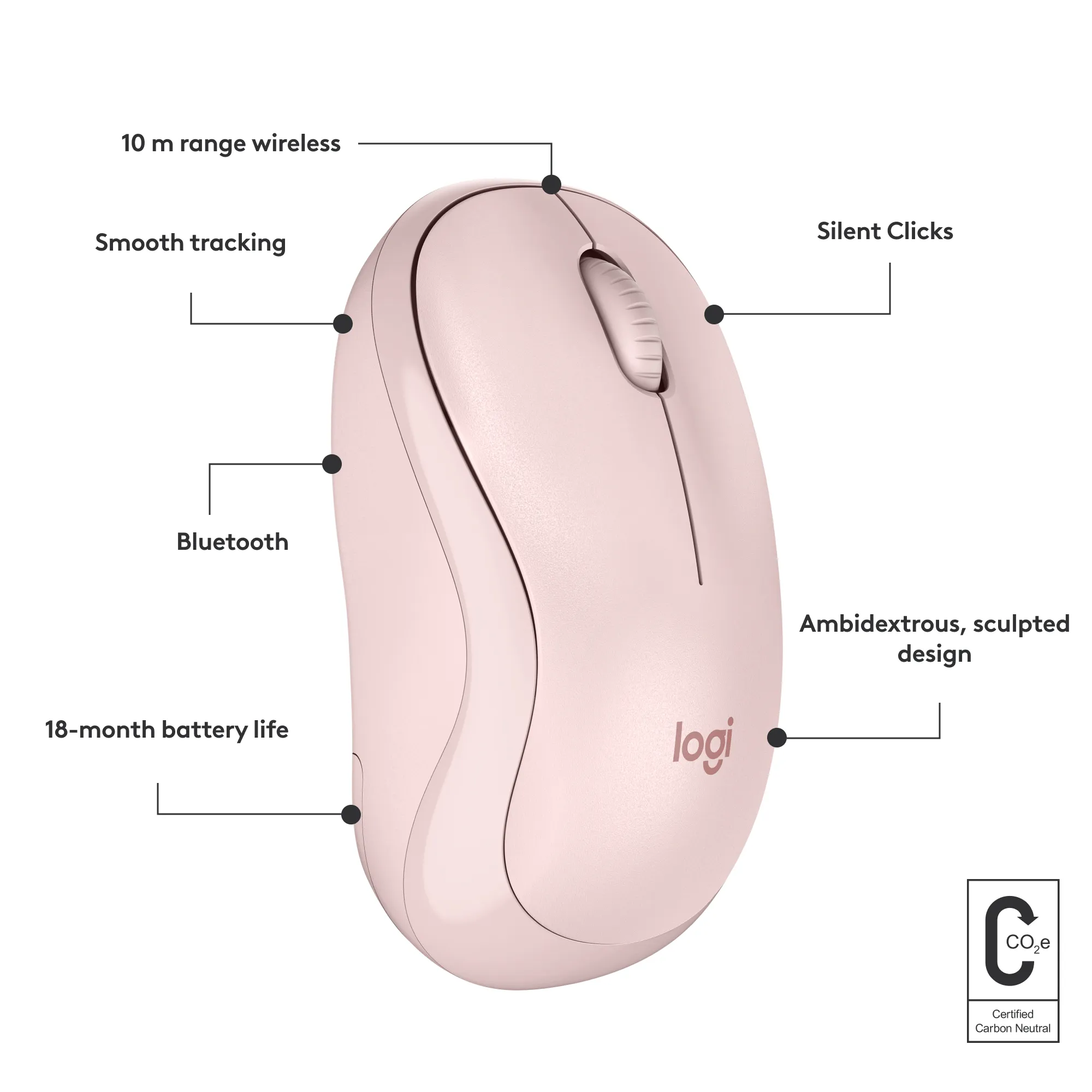 Logitech M240 - wireless mouse, Pink