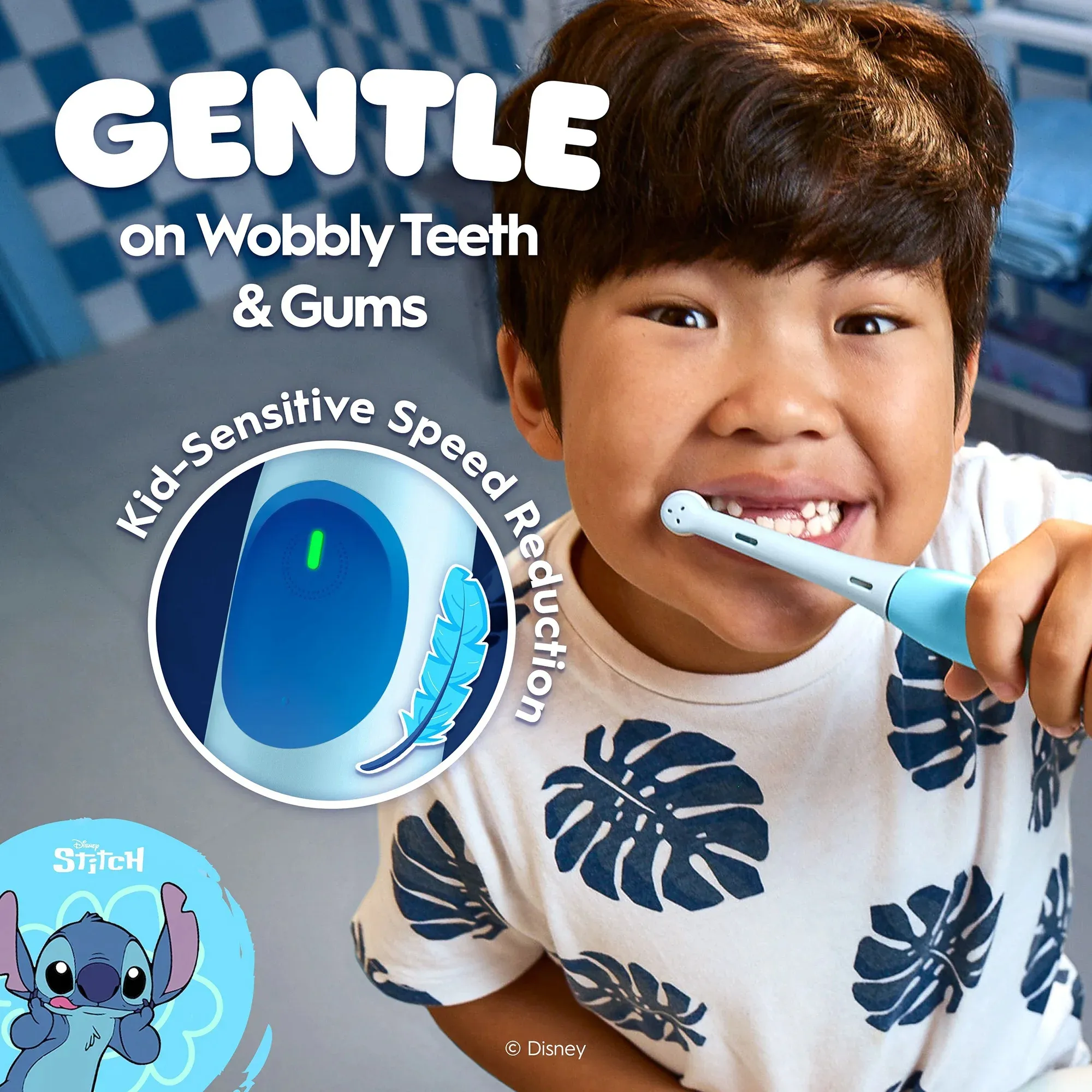 Oral-B iO Kids 6+ Stitch -lasten s&auml;hk&ouml;hammasharja, matkakotelo, sininen
