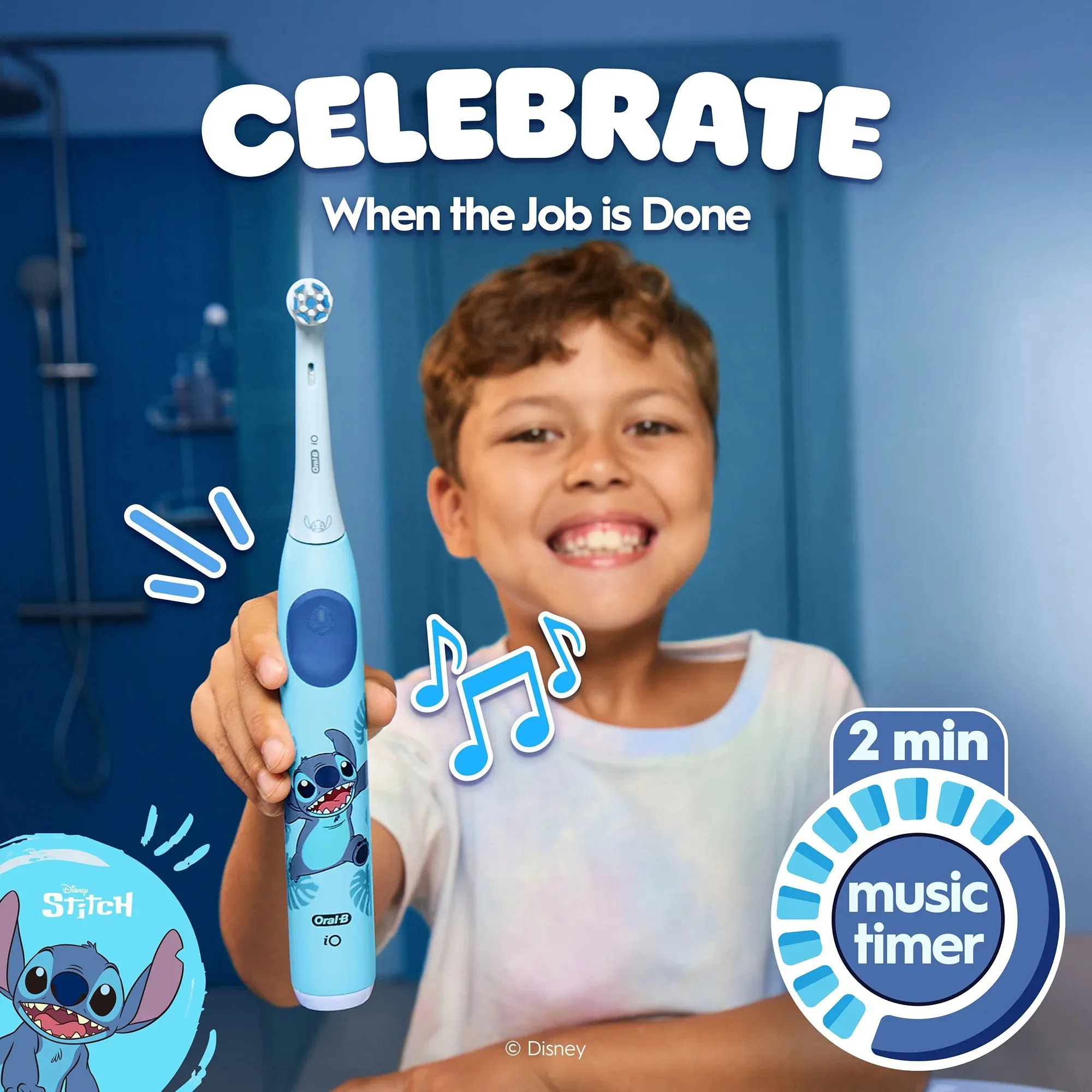 Oral-B iO Kids 6+ Stitch -lasten s&auml;hk&ouml;hammasharja, matkakotelo, sininen