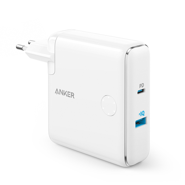 Anker Powercore Fusion 2in1, 5000 mAh, vit -powerbank och charger