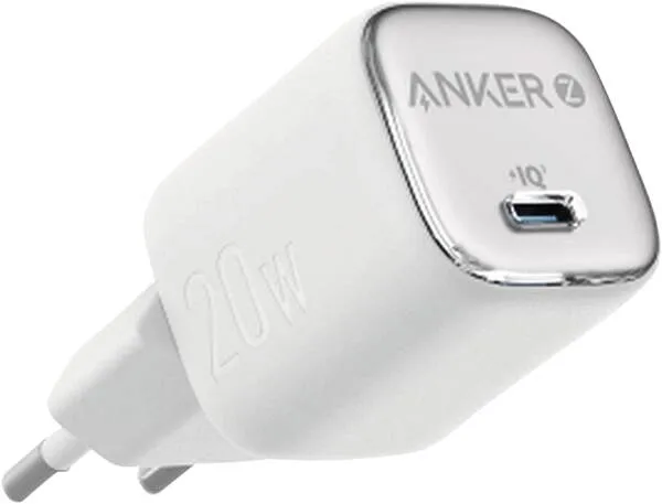Anker Zolo 20W GaN - Sein&auml;laturi, Hopea/Valkoinen