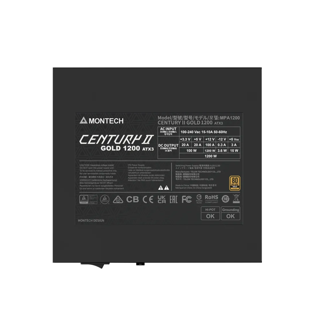 MONTECH CENTURY II 1200W - PSU, 80 Plus Platinum