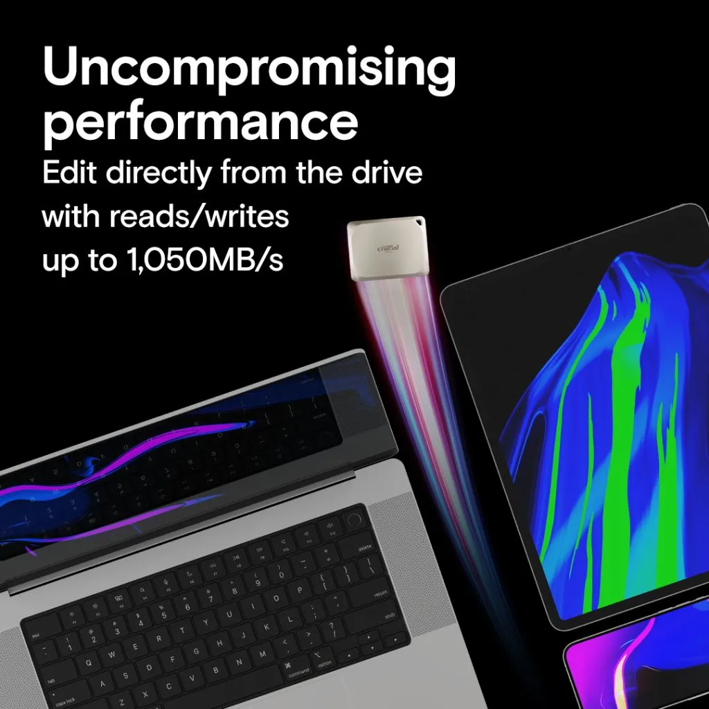 Crucial X9 Mac Pro 4 TB USB-C - extern SSD, Beige