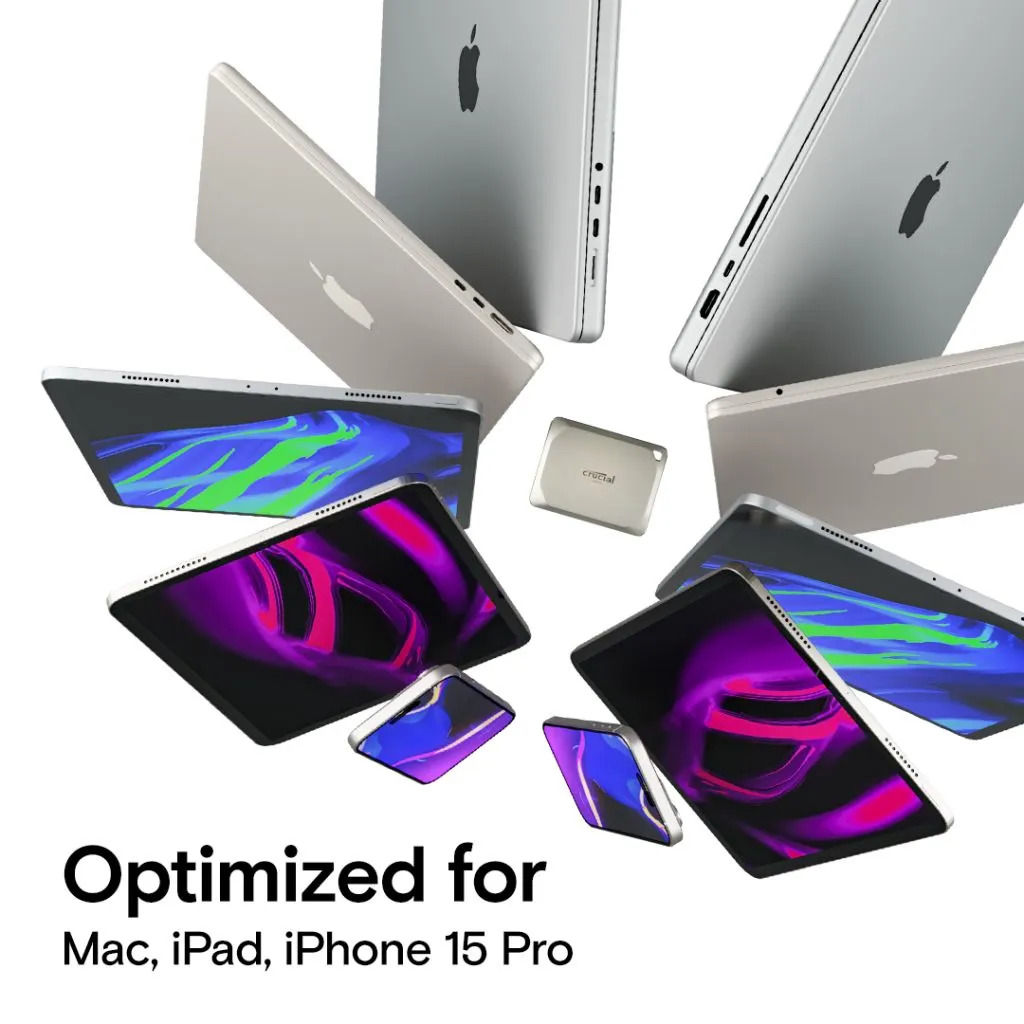 Crucial X9 Mac Pro 4 TB USB-C - extern SSD, Beige