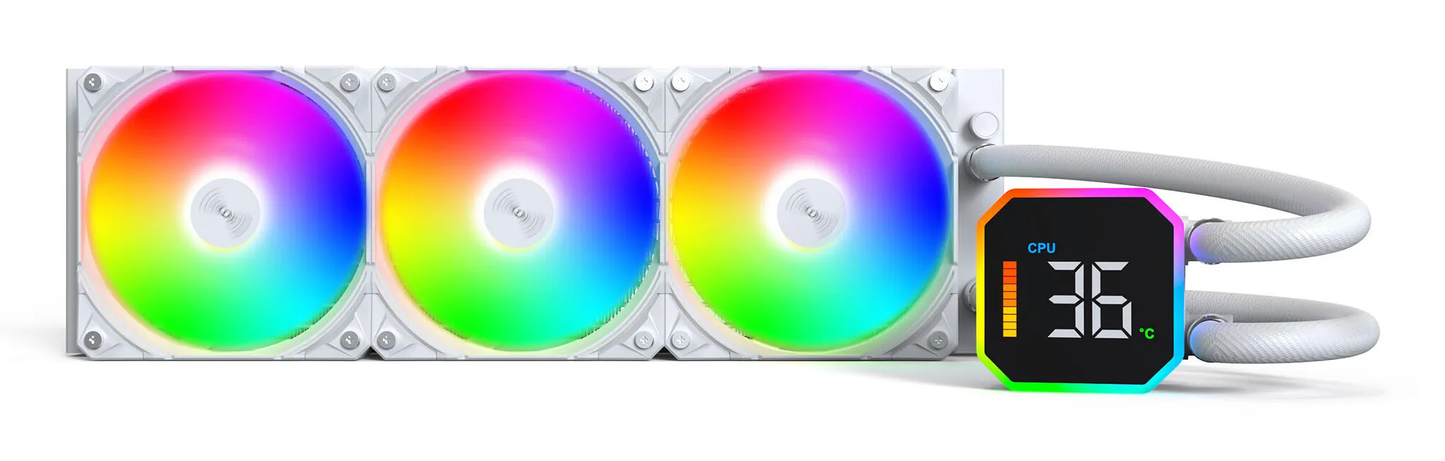 Montech HyperFlow Digital 360 ARGB -nestej&auml;&auml;hdytin, valkoinen