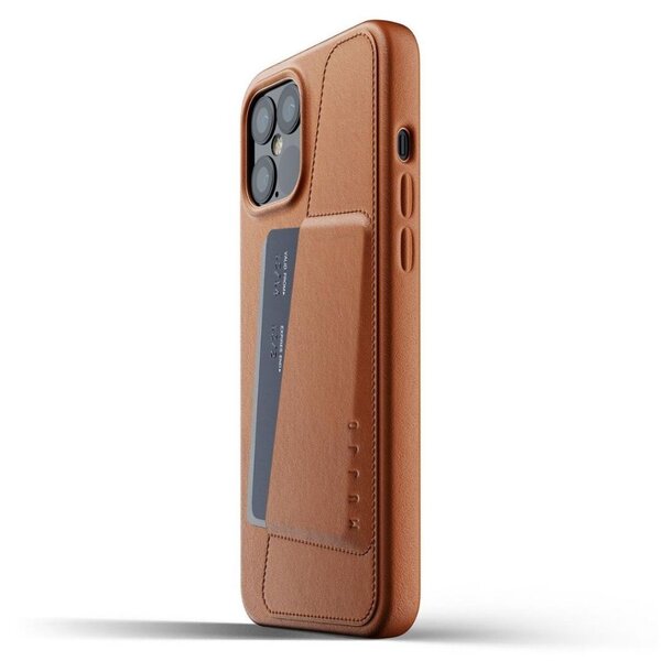 Mujjo Full Leather, iPhone 12 Pro Max - pl&aring;nboksfodral, Brun